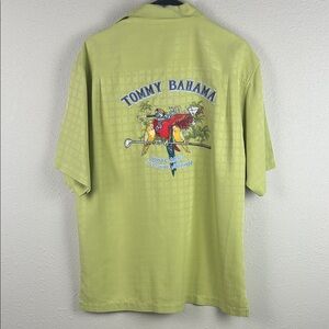Tommy Bahama Green Silk “World’s Most Interesting Parrot” Button Down Shirt, S